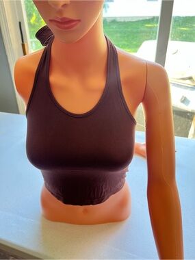 Sleek Black Halter Crop Tank Top